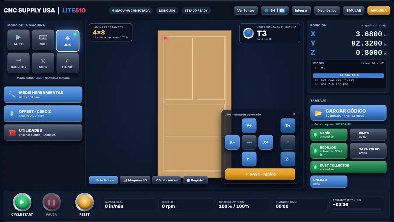 CNC Supply USA app on a Lite 510